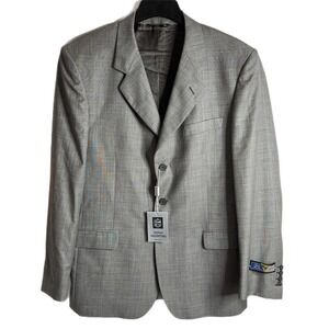 Giorgio Valentino Men's Suit Jacket EU 52L US 42L Italian Wool Super 120's Gray